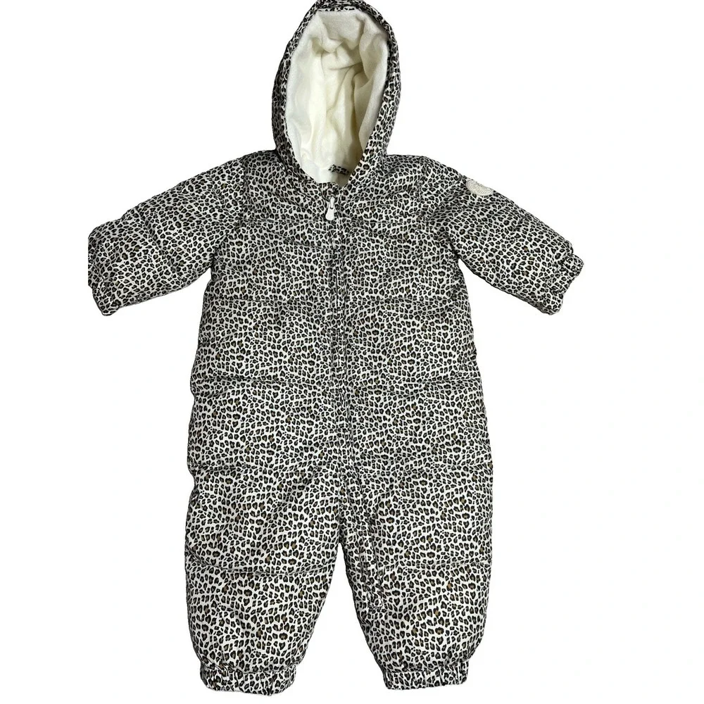 Baby Gap Cold Control Max Puffer One Piece Snowsuit  Size 12-18 Months Leopard